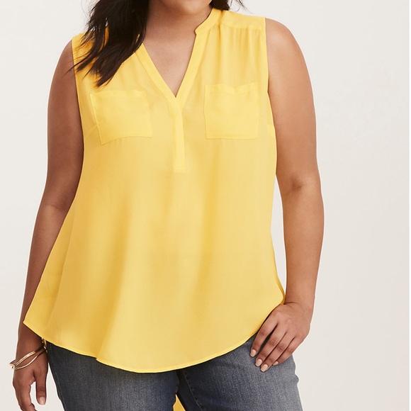 torrid Tops - Torrid Harper Yellow Georgette Sleeveless Tank 1X